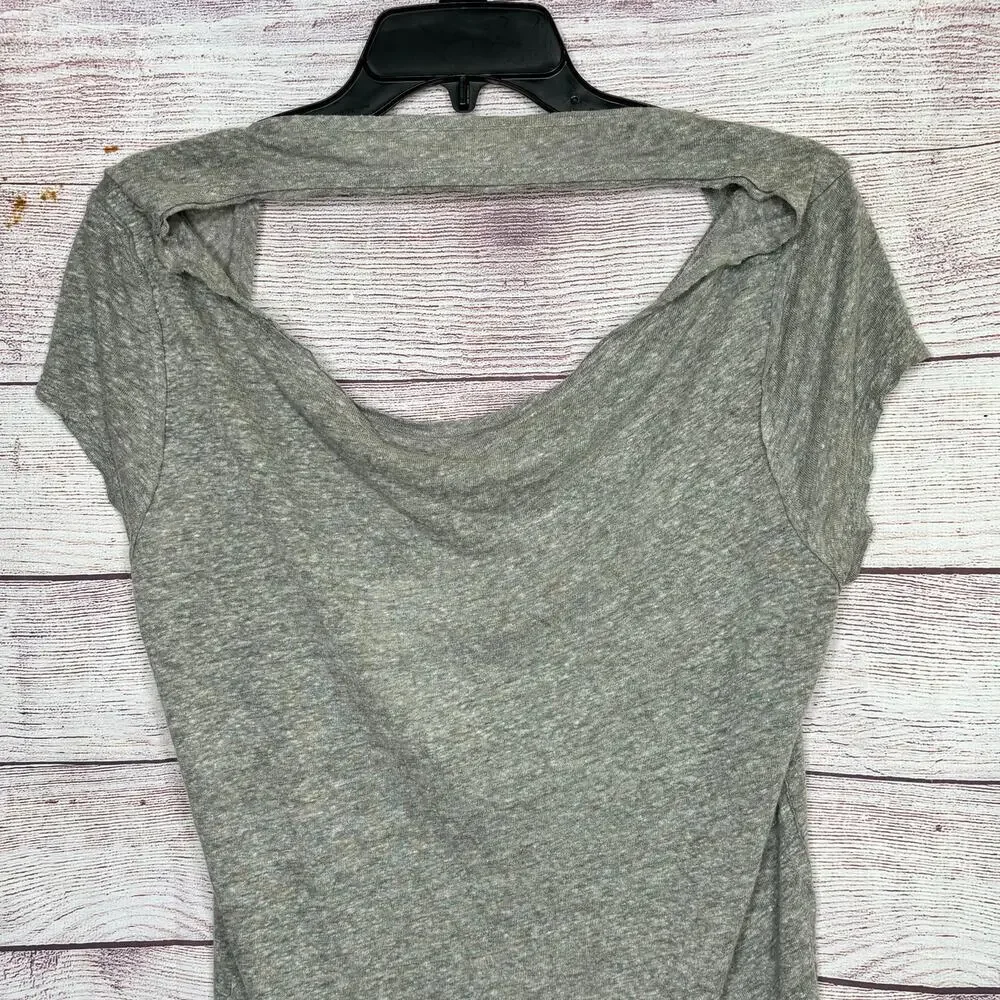 Free People We The Free Heathered Grey Linen Blend Classic T-Shirt Size XS New